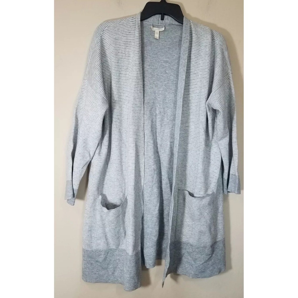 Eileen Fisher Organic Cotton Cashmere Reversible Cardigan Striped Sweater Size M